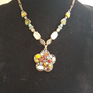 Beaded necklace with flower pendant by CHICO 19" with 2" ext
